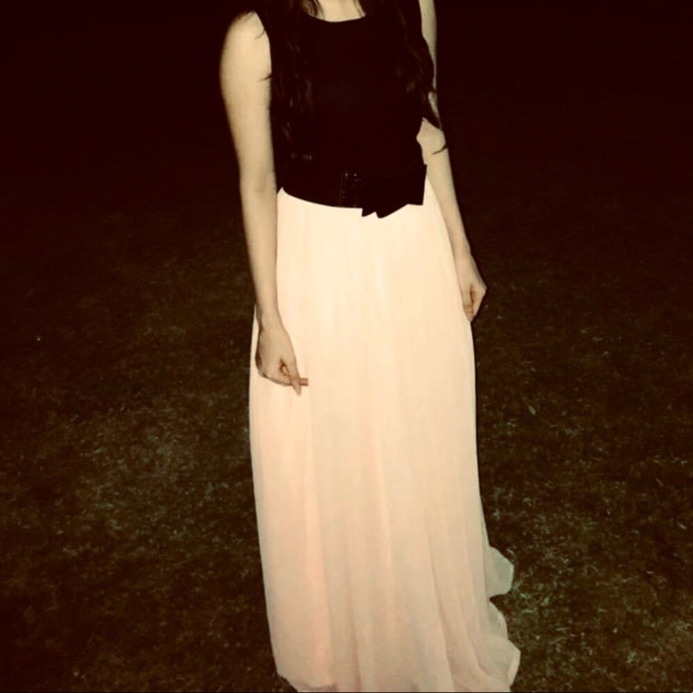 Peach black prom dress - Picture 2 of 7